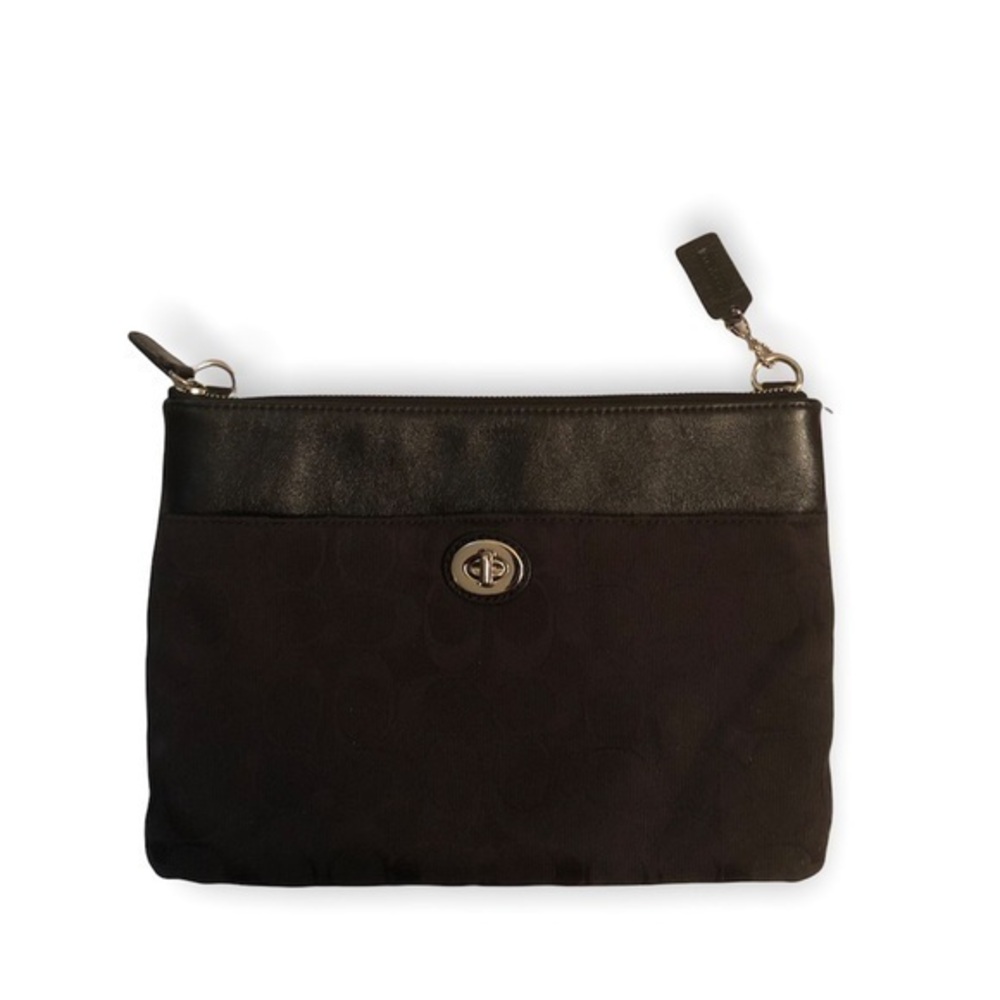 Coach black signature c turnlock clutch